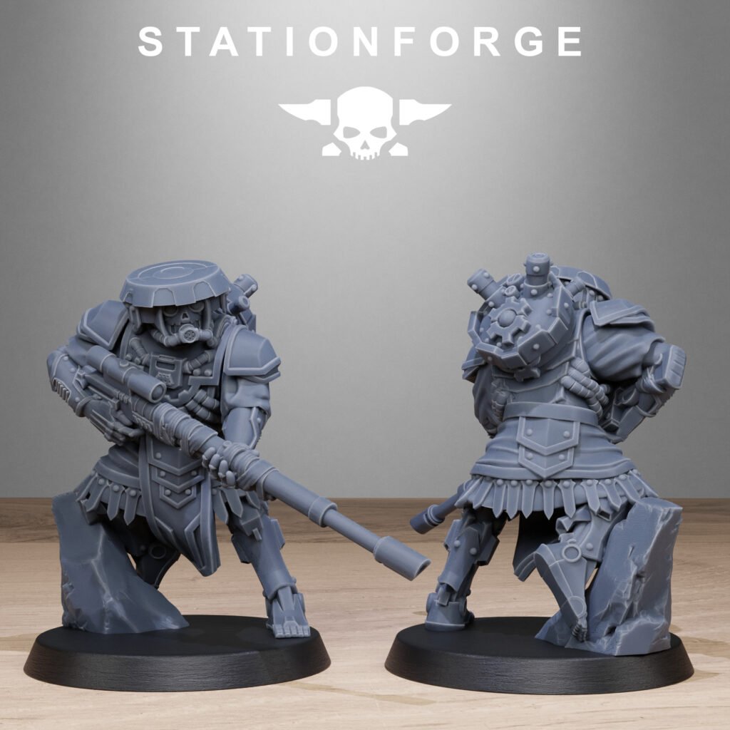 Tech Priests Scavenger Sniperrs, proxy miniature, scout, 28mm heroic scale unpainted resin, view 3