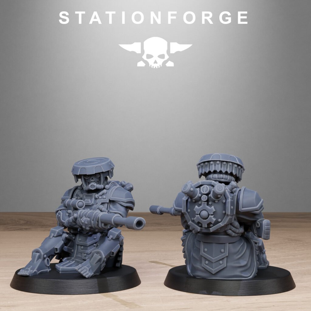 Tech Priests Scavenger Sniperrs, proxy miniature, scout, 28mm heroic scale unpainted resin, view 4
