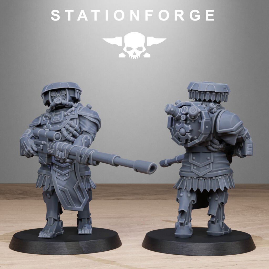 Tech Priests Scavenger Sniperrs, proxy miniature, scout, 28mm heroic scale unpainted resin, view 5