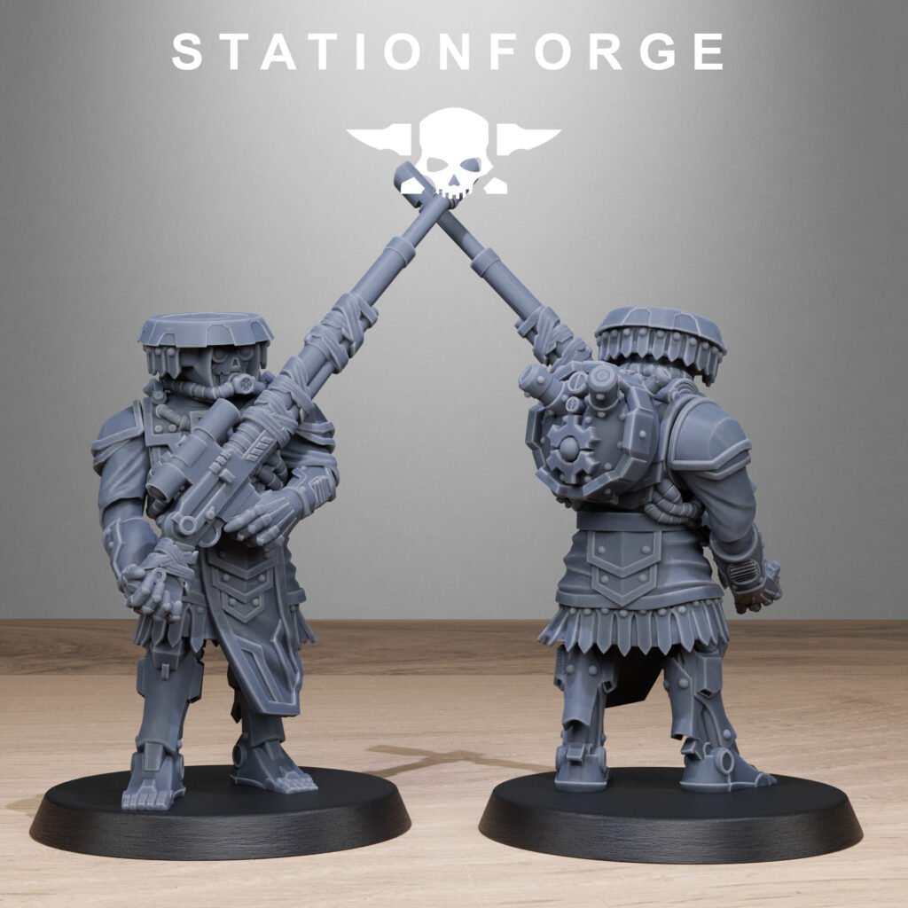 Tech Priests Scavenger Sniperrs, proxy miniature, scout, 28mm heroic scale unpainted resin, view 6