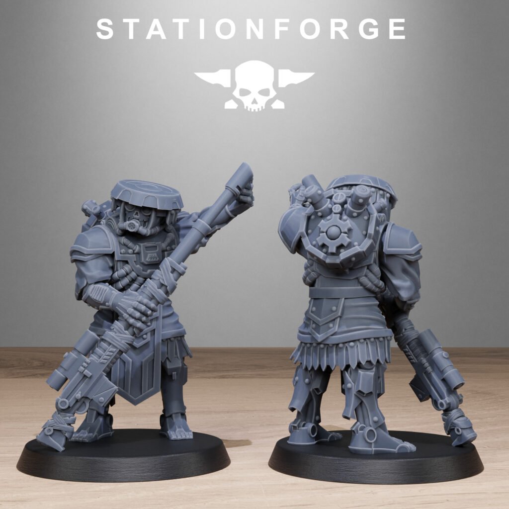 Tech Priests Scavenger Sniperrs, proxy miniature, scout, 28mm heroic scale unpainted resin, view 7