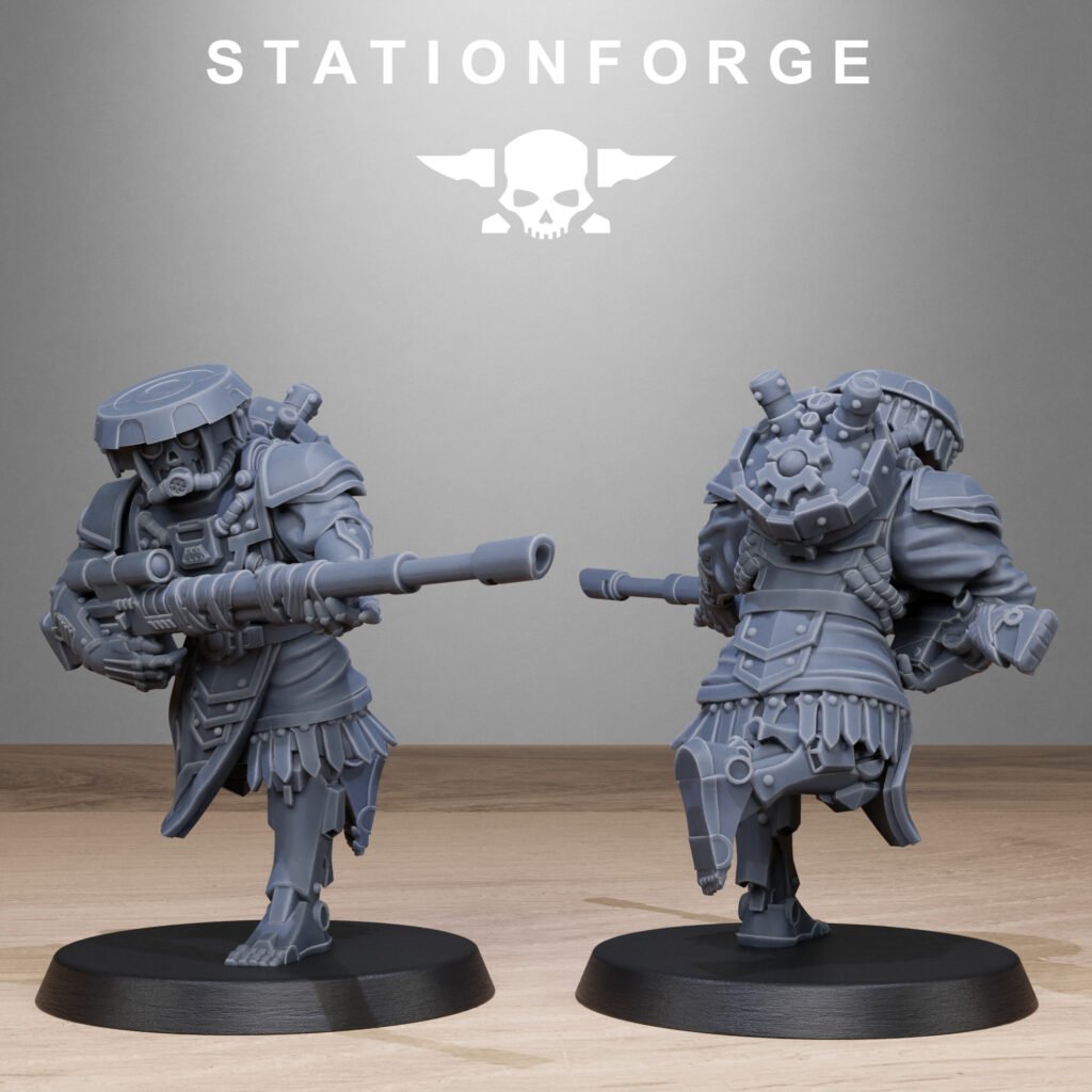 Tech Priests Scavenger Sniperrs, proxy miniature, scout, 28mm heroic scale unpainted resin, view 8