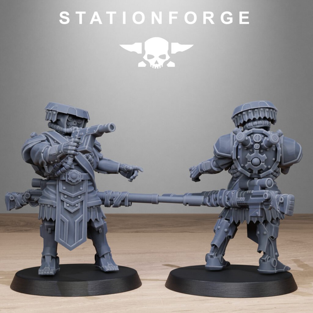 Tech Priests Scavenger Sniperrs, proxy miniature, scout, 28mm heroic scale unpainted resin, view 9