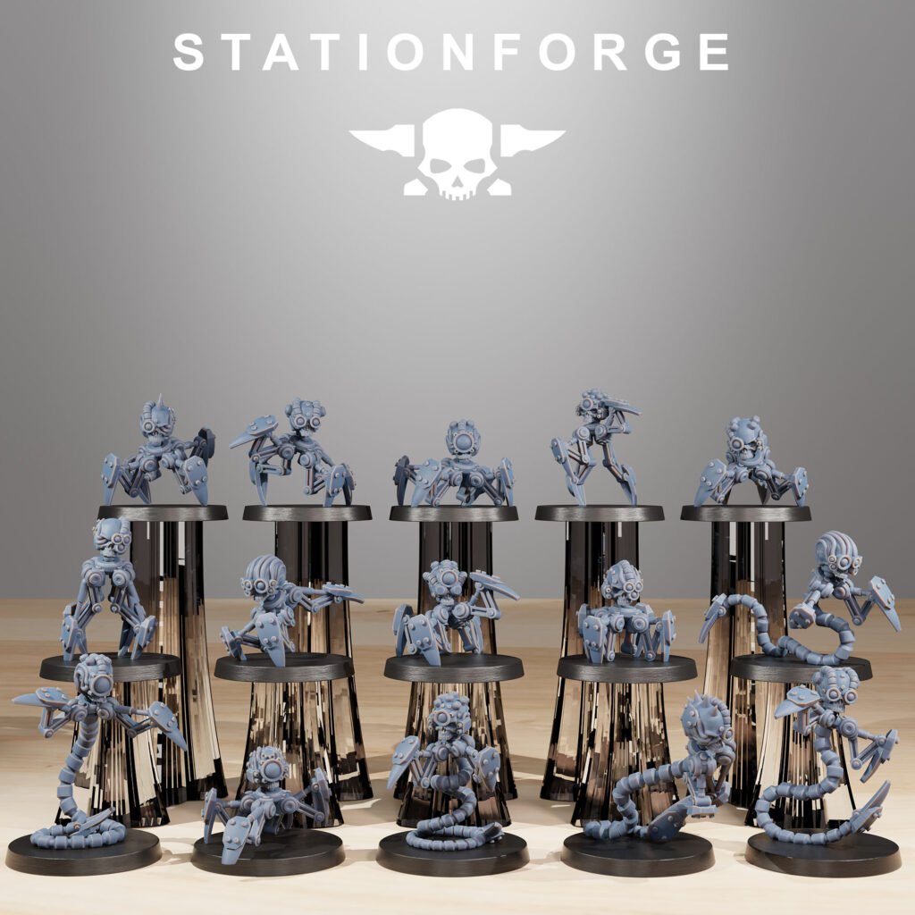 Tech Priests Servo Bots Remake (15 Units), proxy miniature, squad, 28mm heroic scale unpainted resin, view 2
