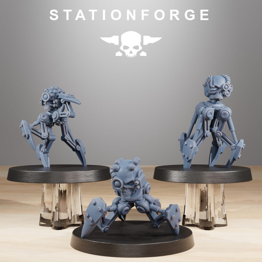 Tech Priests Servo Bots Remake (15 Units), proxy miniature, squad, 28mm heroic scale unpainted resin, view 4