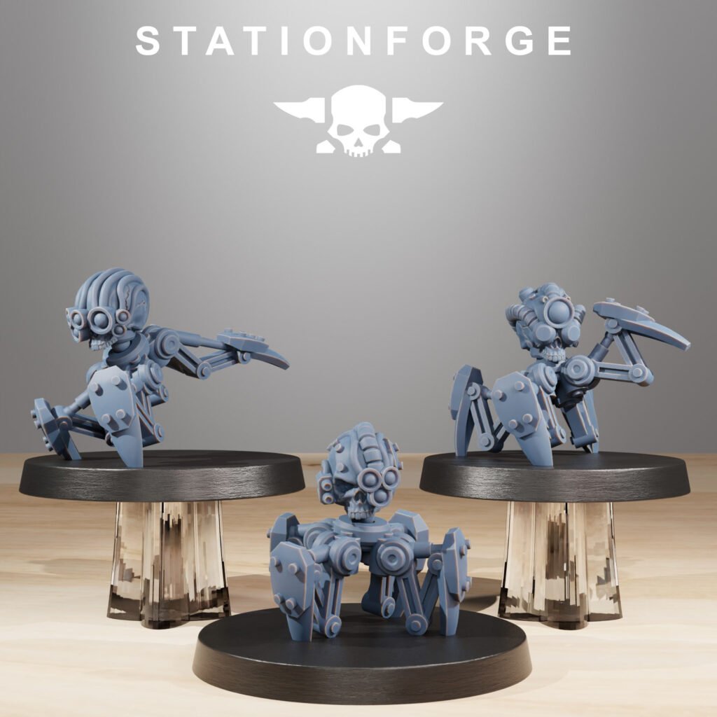 Tech Priests Servo Bots Remake (15 Units), proxy miniature, squad, 28mm heroic scale unpainted resin, view 5