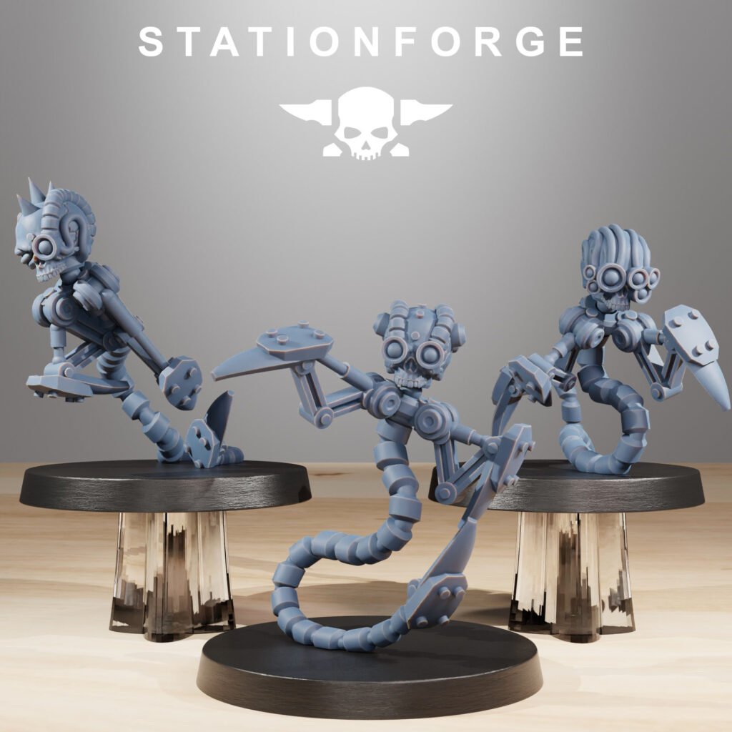 Tech Priests Servo Bots Remake (15 Units), proxy miniature, squad, 28mm heroic scale unpainted resin, view 7