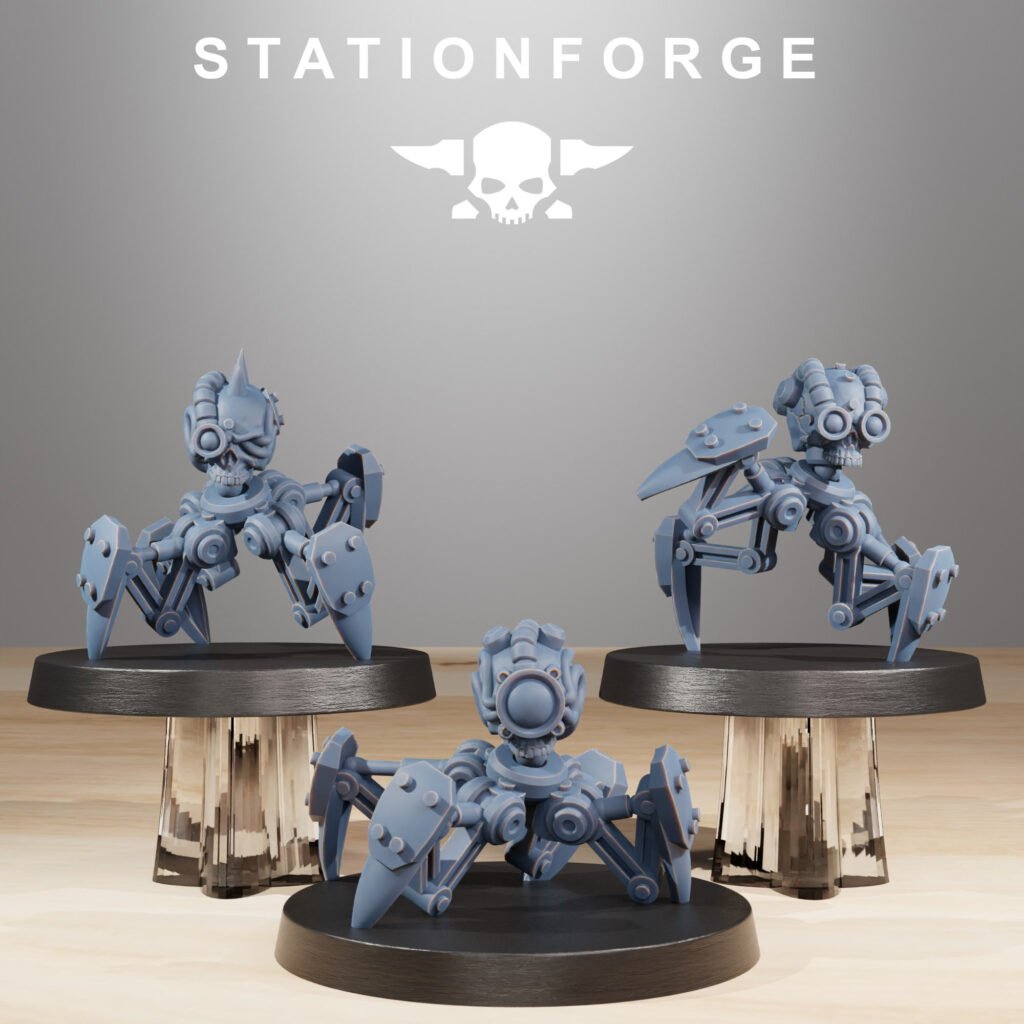 Tech Priests Servo Bots Remake V1 (3 Units), proxy miniature, squad, 28mm heroic scale unpainted resin, view 2