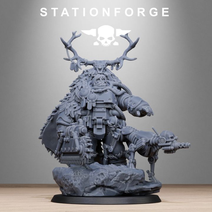Tech Priests Druid, proxy miniature, 28mm heroic scale unpainted resin, view 10