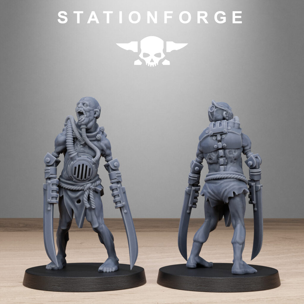Tech Priests Necromants, proxy miniature, 28mm heroic scale unpainted resin, view 7