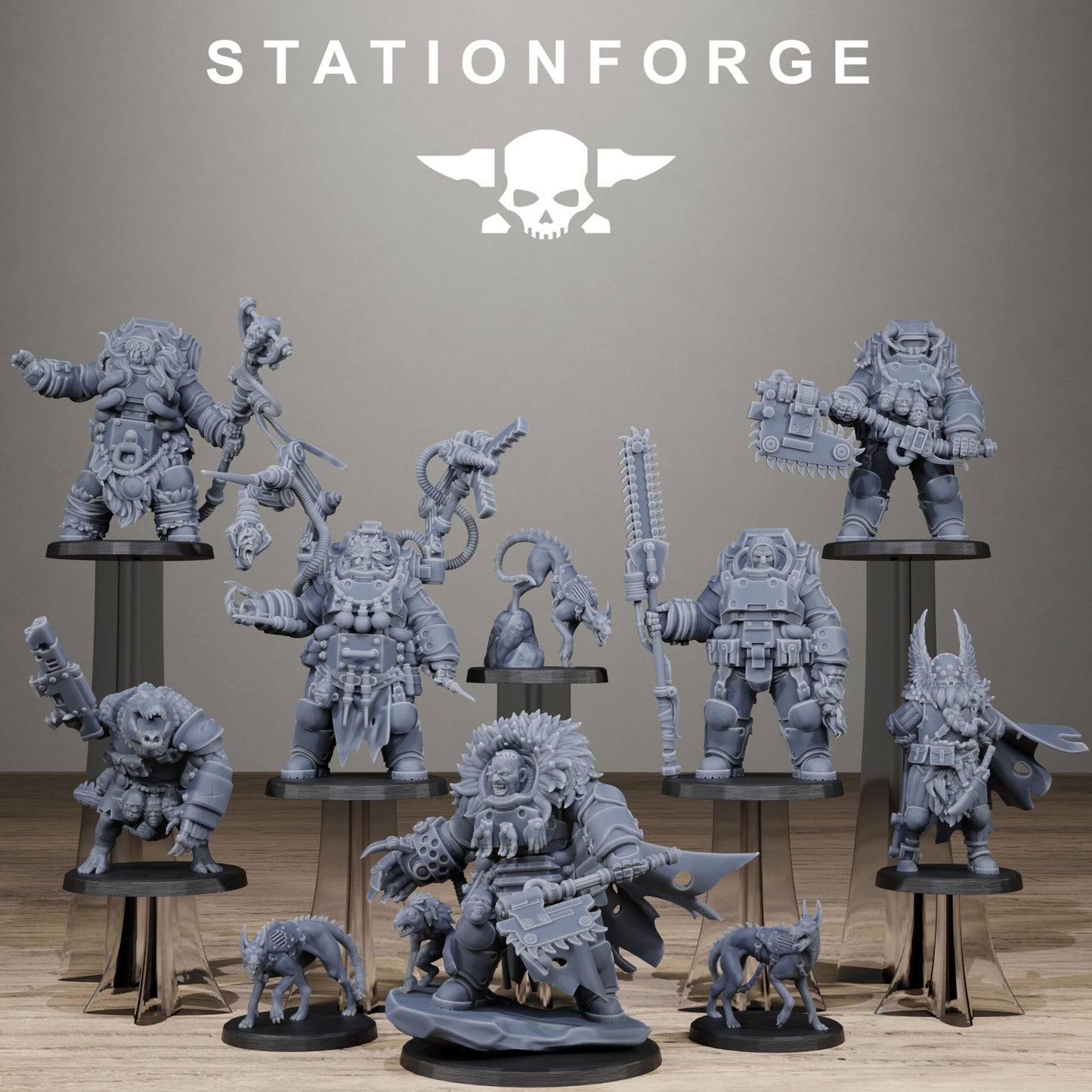 Tech Priests Vernaxers, proxy miniature, 28mm heroic scale unpainted resin, view 3
