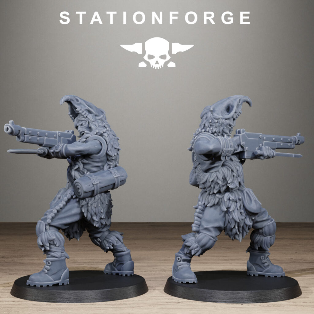 Tech Priests Techno Savages Scrap Tribers, proxy miniature, 28mm heroic scale unpainted resin, view 5
