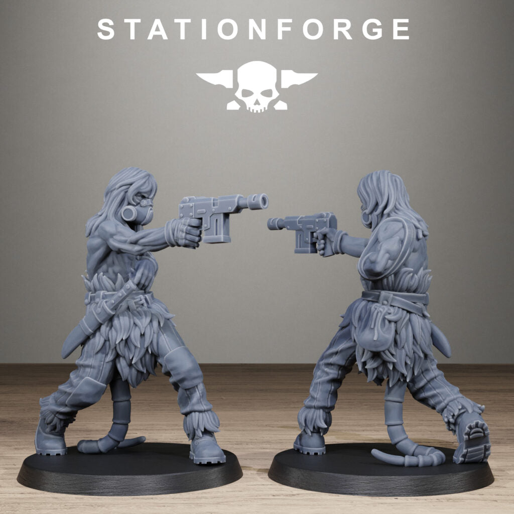 Tech Priests Techno Savages Scrap Tribers, proxy miniature, 28mm heroic scale unpainted resin, view 6