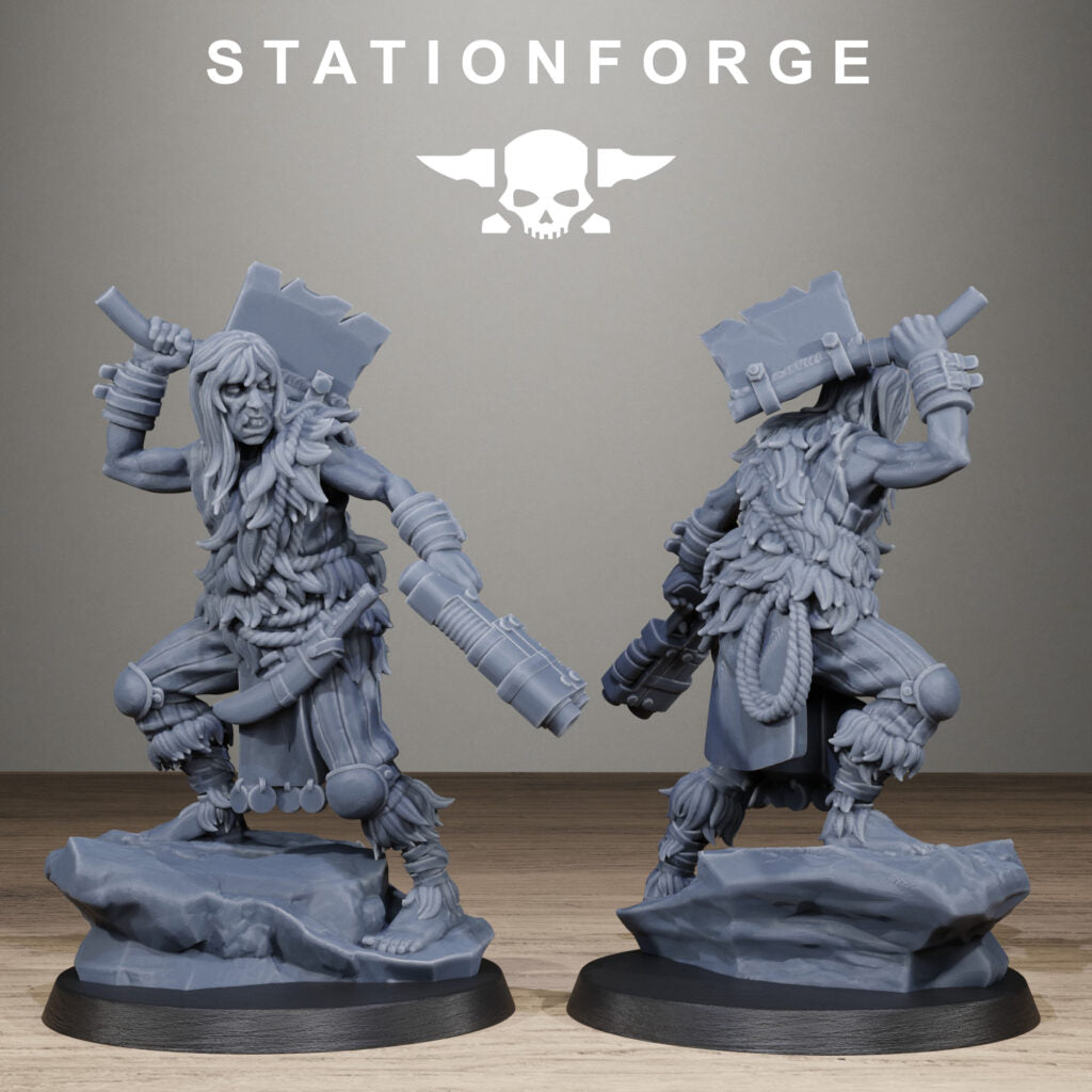 Tech Priests Techno Savages Scrap Tribers, proxy miniature, 28mm heroic scale unpainted resin, view 7