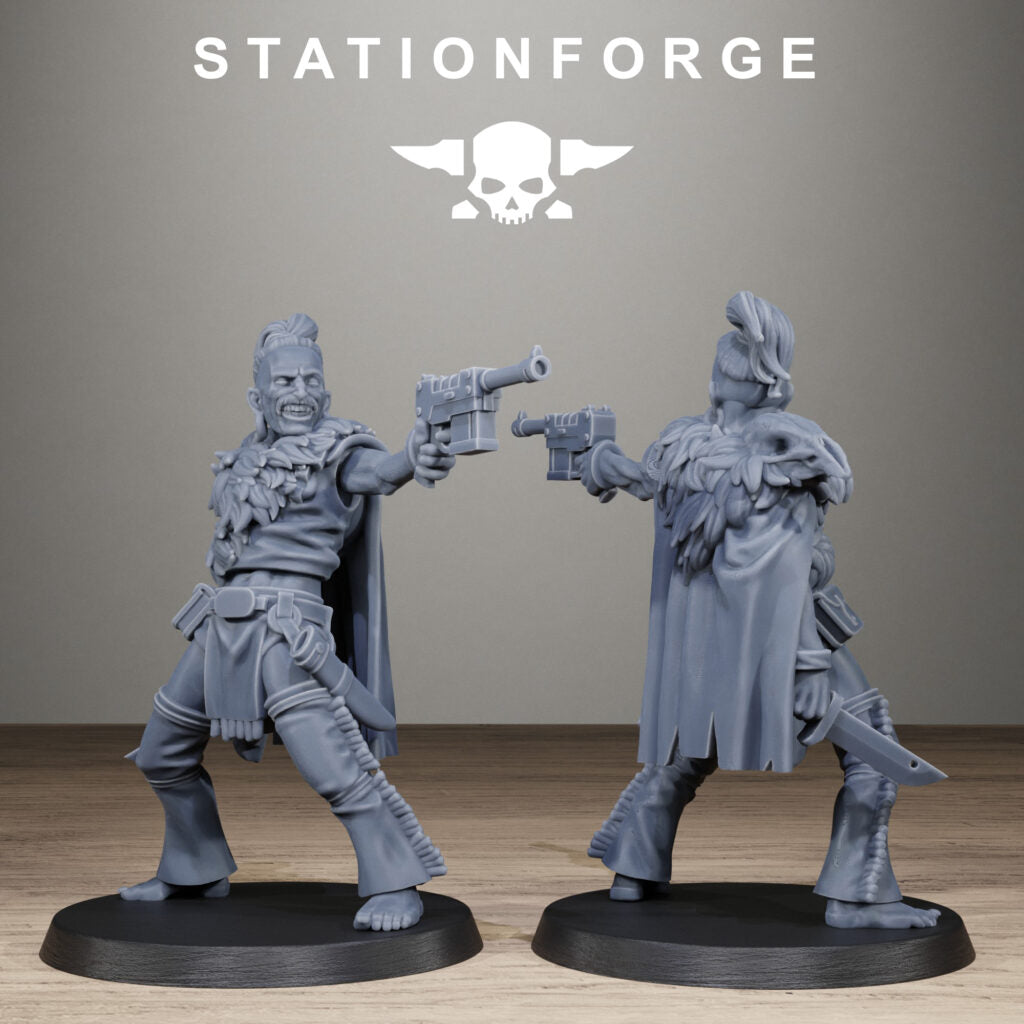 Tech Priests Techno Savages Scrap Tribers, proxy miniature, 28mm heroic scale unpainted resin, view 8
