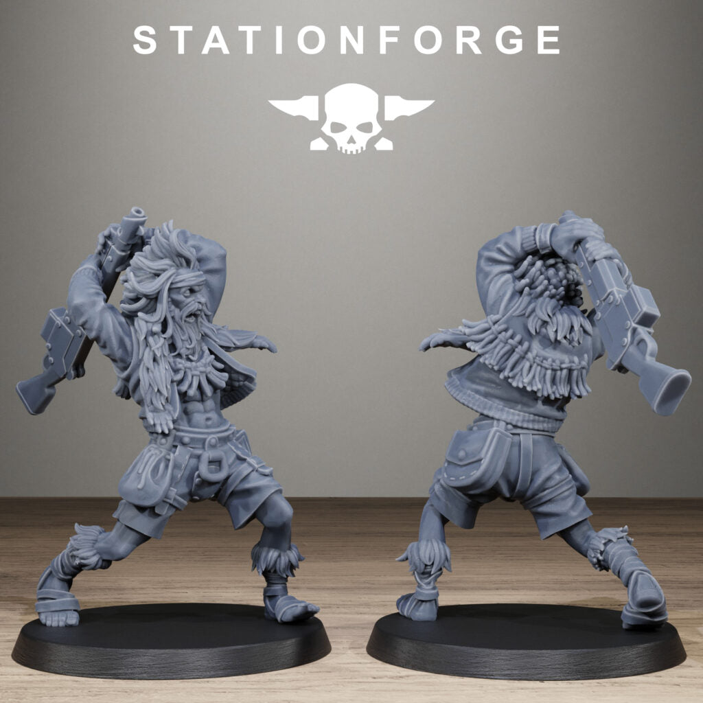 Tech Priests Techno Savages Scrap Tribers, proxy miniature, 28mm heroic scale unpainted resin, view 9