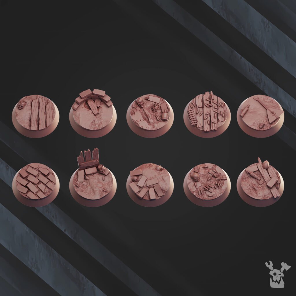 Imperial Army Frostborn Division Bases Set 25Mm, resin miniature bases, bits, 28mm heroic scale unpainted resin