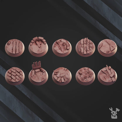 Imperial Army Frostborn Division Bases Set 25Mm, resin miniature bases, bits, 28mm heroic scale unpainted resin