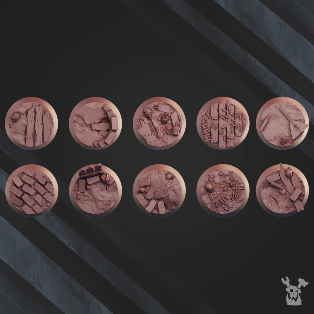 Imperial Army Frostborn Division Bases Set 25Mm, resin miniature bases, bits, 28mm heroic scale unpainted resin, view 2