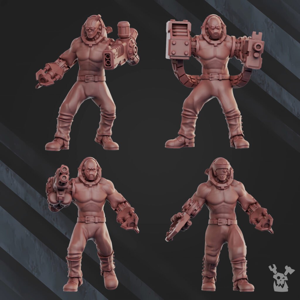 Imperial Army Frostborn Division Biomechanoids, proxy miniature, 28mm heroic scale unpainted resin