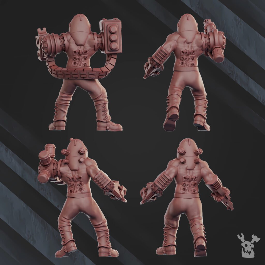 Imperial Army Frostborn Division Biomechanoids, proxy miniature, 28mm heroic scale unpainted resin, view 2