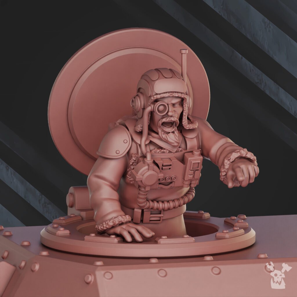 Imperial Army Frostborn Division Tank Commander Boris, proxy miniature, character, 28mm heroic scale unpainted resin