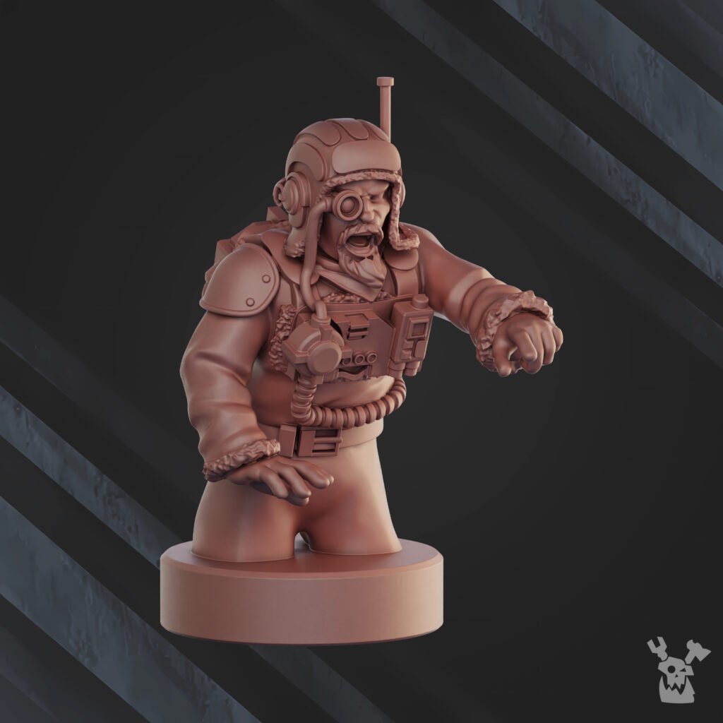 Imperial Army Frostborn Division Tank Commander Boris, proxy miniature, character, 28mm heroic scale unpainted resin, view 2