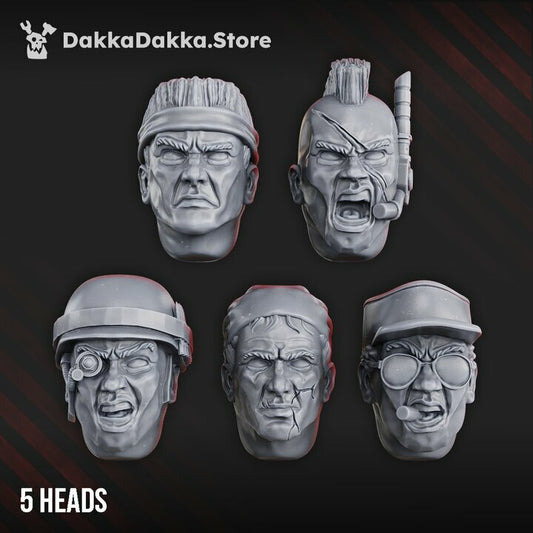 Imperial Army Jungle Fighters Heads Set, resin conversion bits, infantry, 28mm heroic scale unpainted resin