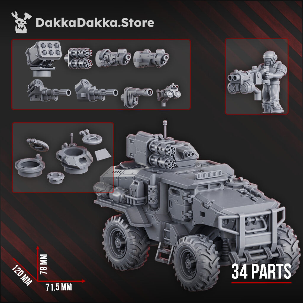 Imperial Army Phaeton Guard Infantry Fighting Vehicle Neofelis N-59, proxy miniature, 28mm heroic scale unpainted res, view 2