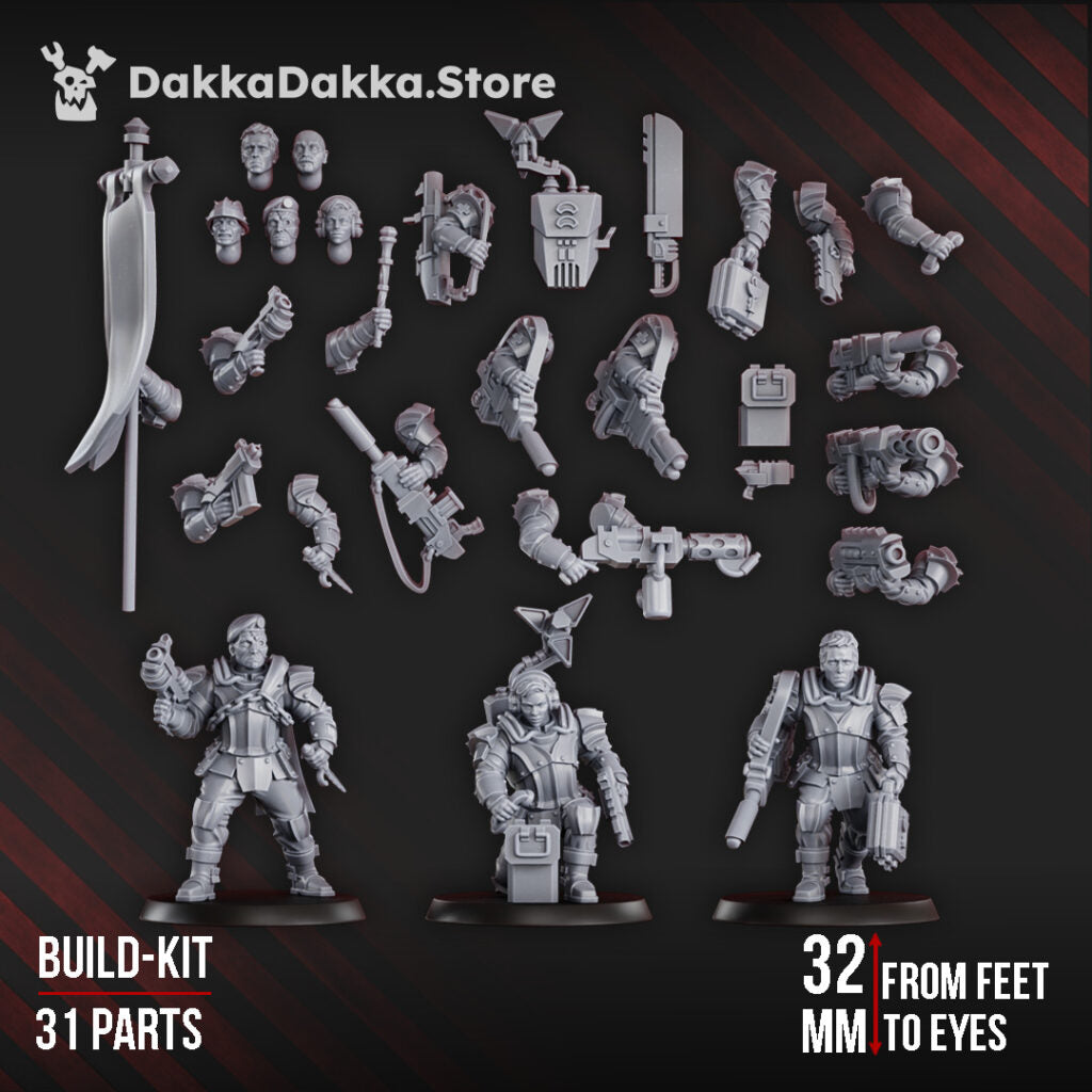 Imperial Army Phaeton Guard Special Forces Masters Squad Build Kit, proxy miniature, 28mm heroic scale unpainted resin