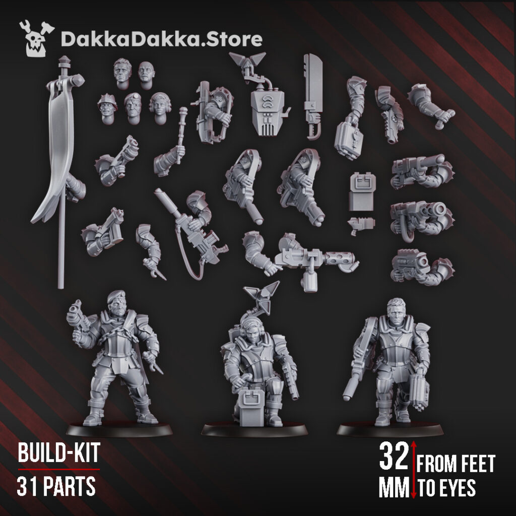 Imperial Army Phaeton Guard Special Forces Masters Squad Build Kit, proxy miniature, 28mm heroic scale unpainted resi, view 2