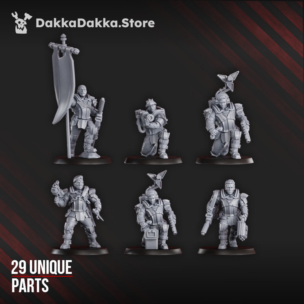 Imperial Army Phaeton Guard Special Forces Masters Squad Build Kit, proxy miniature, 28mm heroic scale unpainted resi, view 3