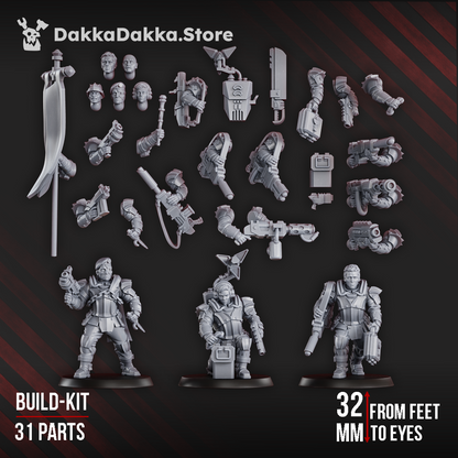 Imperial Army Phaeton Guard Special Forces Masters Squad Build Kit, proxy miniature, 28mm heroic scale unpainted resi, view 7