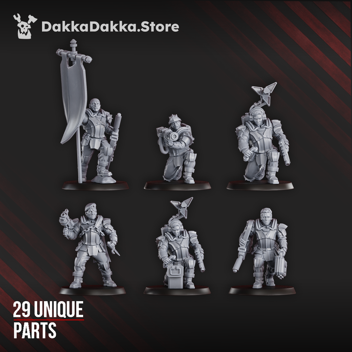 Imperial Army Phaeton Guard Special Forces Masters Squad Build Kit, proxy miniature, 28mm heroic scale unpainted resi, view 8