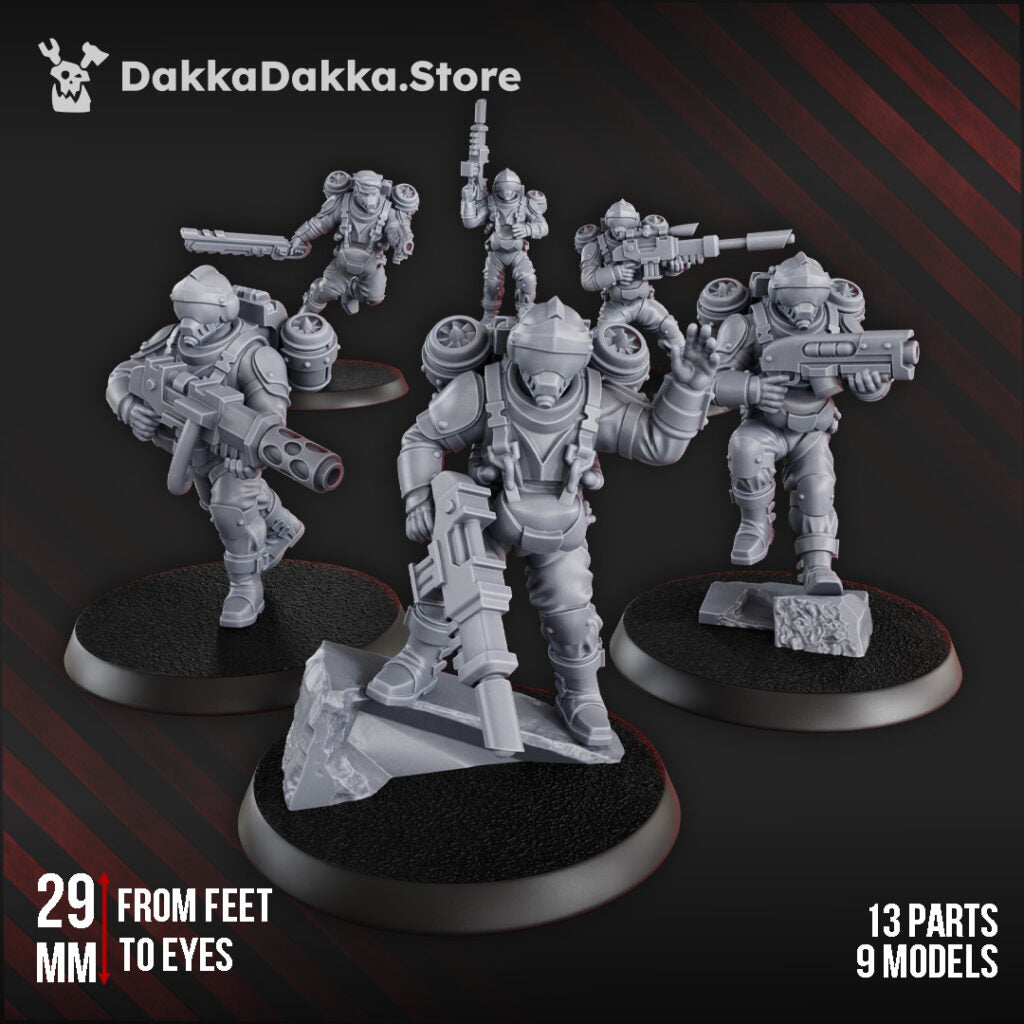 Imperial Army Phaeton Guard Special Forces Unit, proxy miniature, squad, 28mm heroic scale unpainted resin