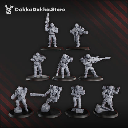 Imperial Army Phaeton Guard Special Forces Unit, proxy miniature, squad, 28mm heroic scale unpainted resin, view 3