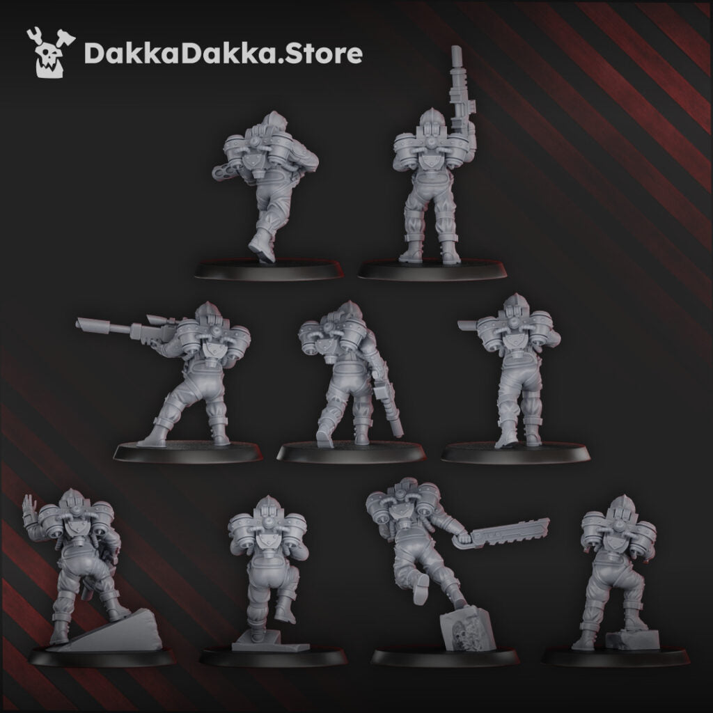 Imperial Army Phaeton Guard Special Forces Unit, proxy miniature, squad, 28mm heroic scale unpainted resin, view 4