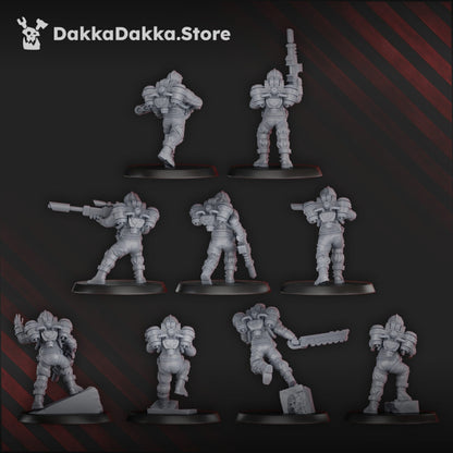 Imperial Army Phaeton Guard Special Forces Unit, proxy miniature, squad, 28mm heroic scale unpainted resin, view 4