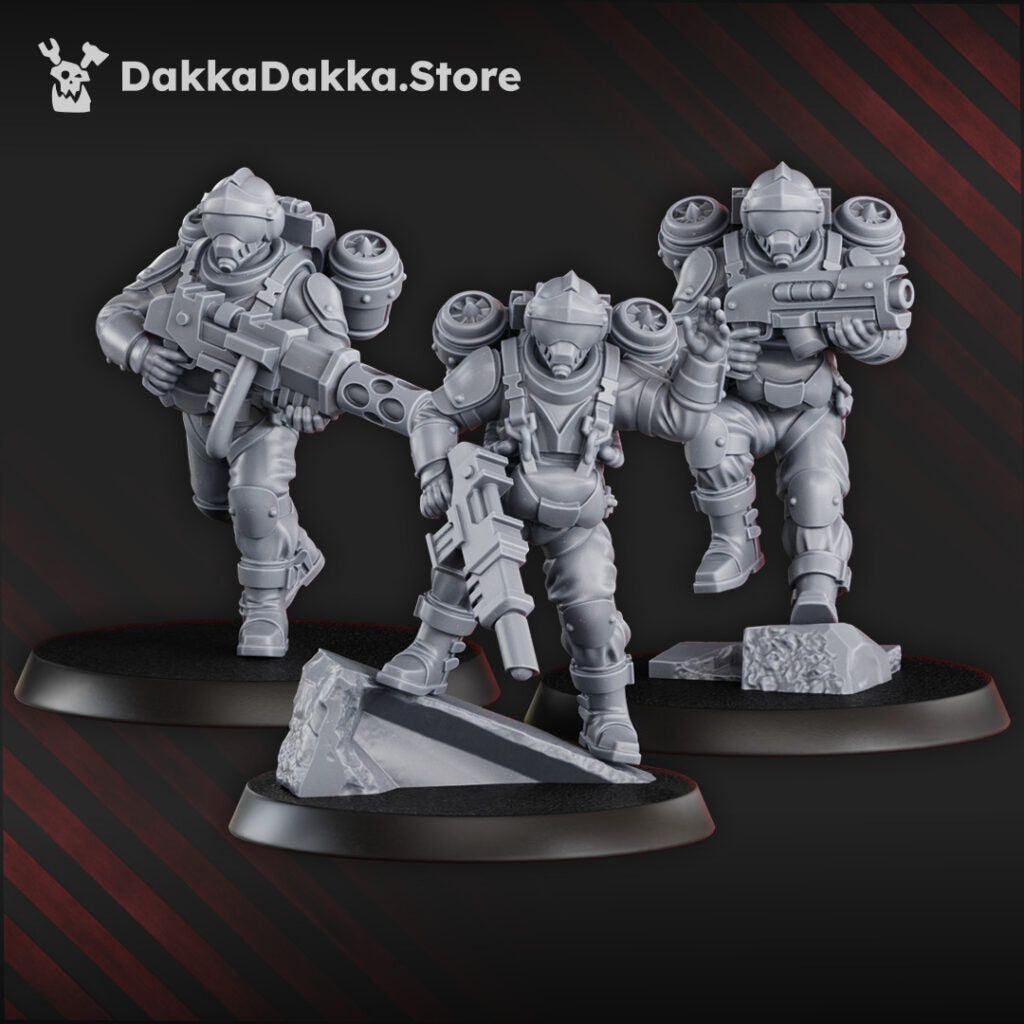 Imperial Army Phaeton Guard Special Forces Unit, proxy miniature, squad, 28mm heroic scale unpainted resin, view 5