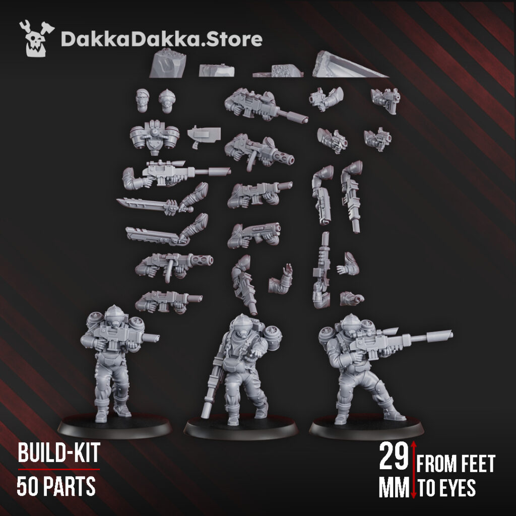 Imperial Army Phaeton Guard Special Forces Unit Build Kit, proxy miniature, squad, 28mm heroic scale unpainted resin
