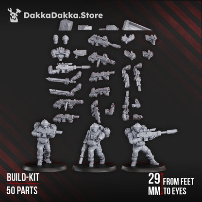 Imperial Army Phaeton Guard Special Forces Unit Build Kit, proxy miniature, squad, 28mm heroic scale unpainted resin