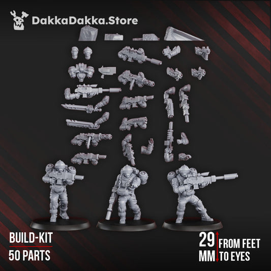 Imperial Army Phaeton Guard Special Forces Unit Build Kit, proxy miniature, squad, 28mm heroic scale unpainted resin