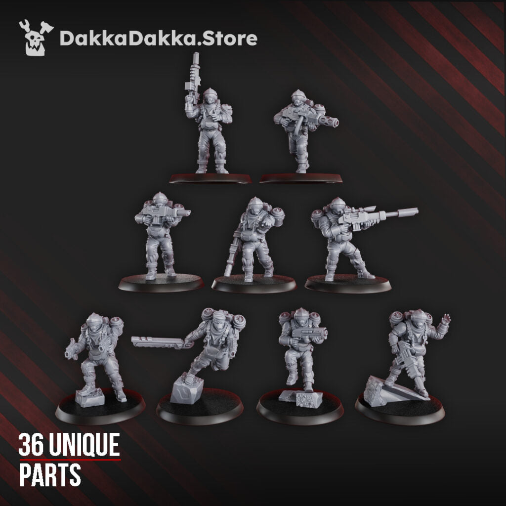 Imperial Army Phaeton Guard Special Forces Unit Build Kit, proxy miniature, squad, 28mm heroic scale unpainted resin, view 2
