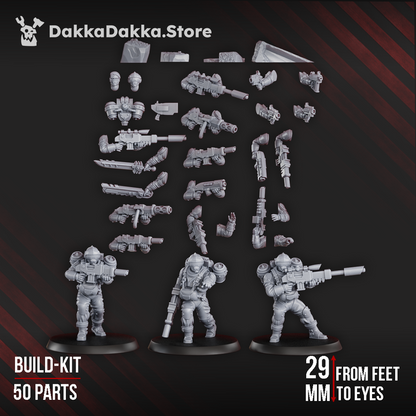 Imperial Army Phaeton Guard Special Forces Unit Build Kit, proxy miniature, squad, 28mm heroic scale unpainted resin, view 6