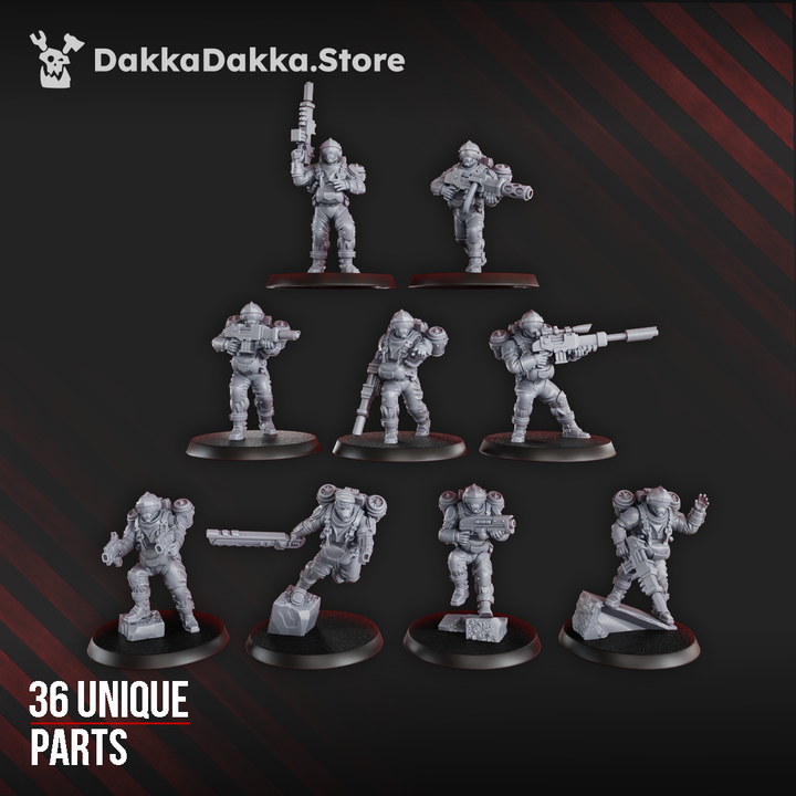 Imperial Army Phaeton Guard Special Forces Unit Build Kit, proxy miniature, squad, 28mm heroic scale unpainted resin, view 7