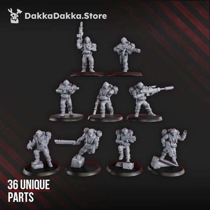 Imperial Army Phaeton Guard Special Forces Unit Build Kit, proxy miniature, squad, 28mm heroic scale unpainted resin, view 7