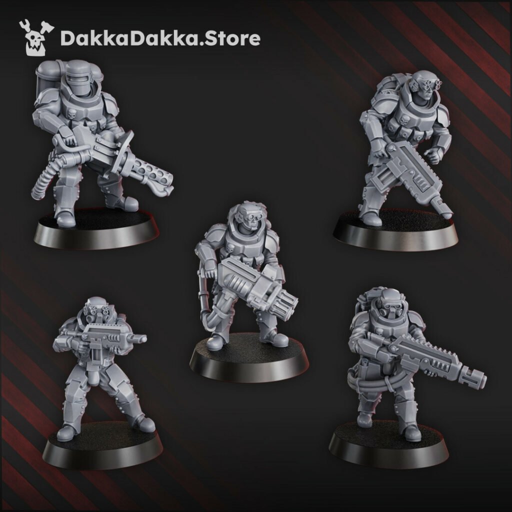 Imperial Army Phaeton Guard Tactical Squad, proxy miniature, 28mm heroic scale unpainted resin, view 2