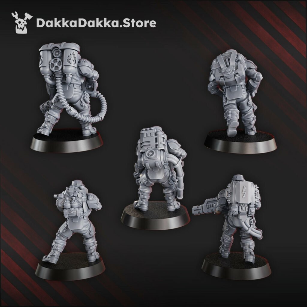 Imperial Army Phaeton Guard Tactical Squad, proxy miniature, 28mm heroic scale unpainted resin, view 3