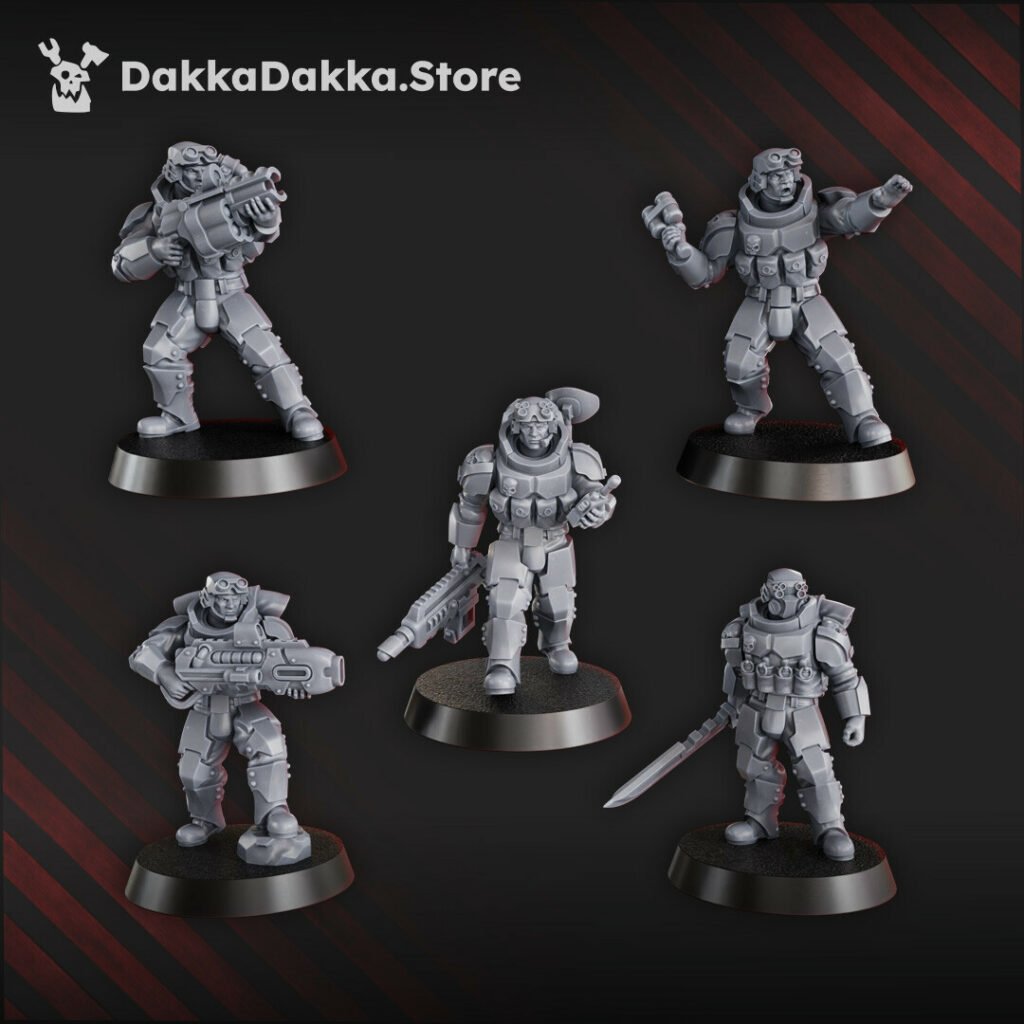 Imperial Army Phaeton Guard Tactical Squad, proxy miniature, 28mm heroic scale unpainted resin, view 4