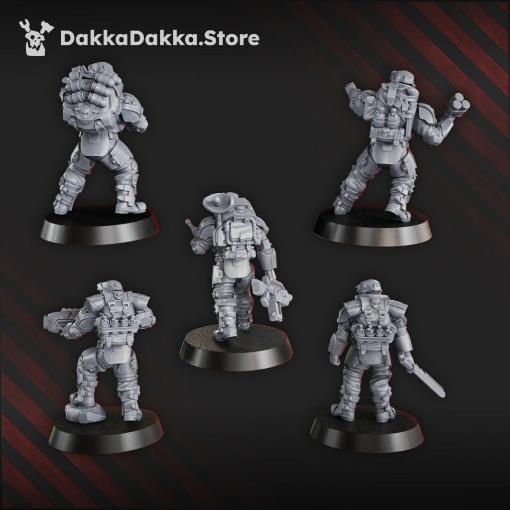Imperial Army Phaeton Guard Tactical Squad, proxy miniature, 28mm heroic scale unpainted resin, view 5